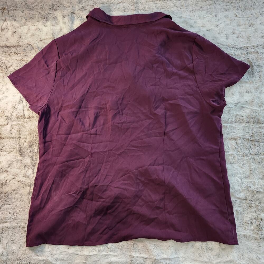croft & barrow Plum Short-Sleeve Button Front Blouse - Picture 5 of 5